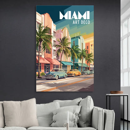 Miami Art Deco District Living Room - Canvas Wall Art
