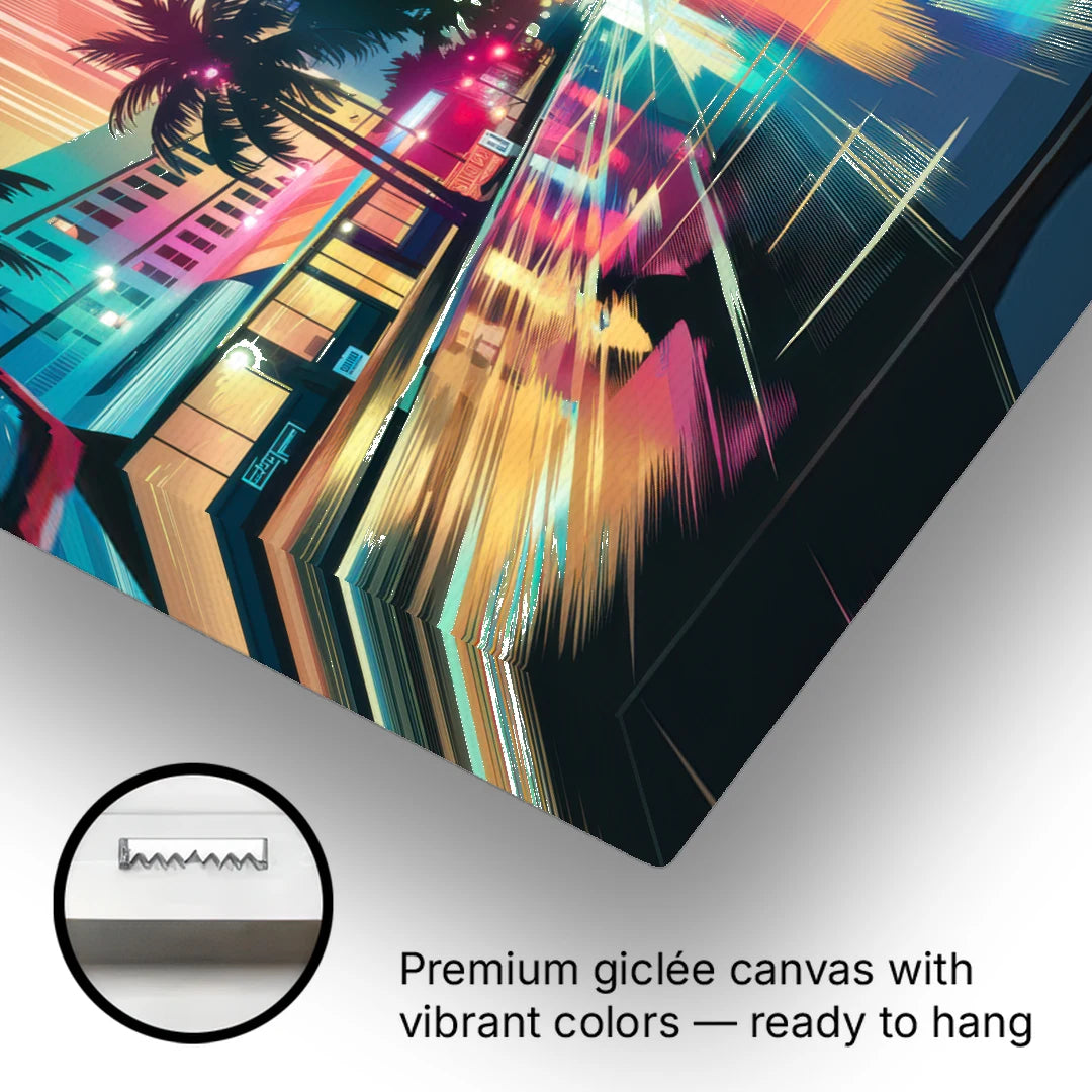 Miami Artistic Streets - Canvas Wall Art - Gallery Wrap Corner