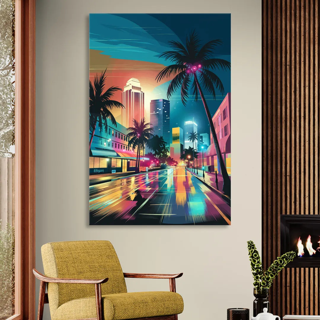 Miami Artistic Streets Sitting Room - Canvas Wall Art