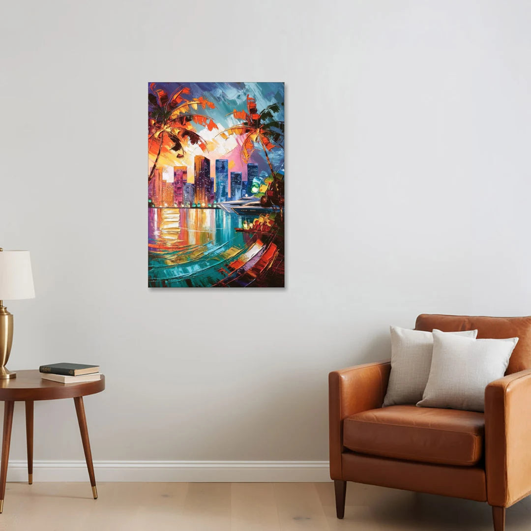 Miami Bayside Beauty - Canvas Wall Art - Sofa - 24x36