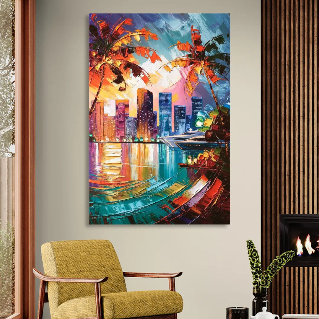 Miami Bayside Beauty Living Room - Canvas Wall Art