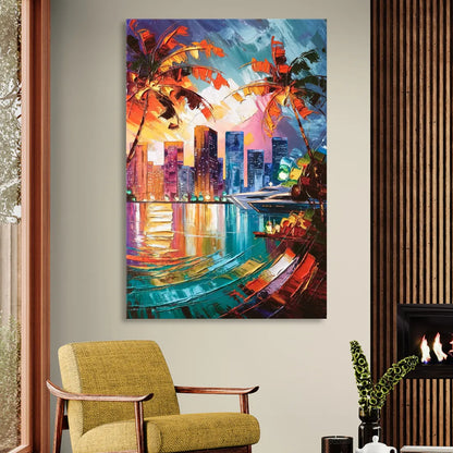 Miami Bayside Beauty Living Room - Canvas Wall Art