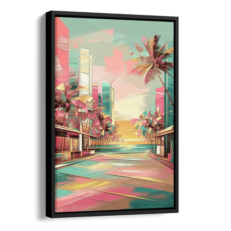 Miami Beach Vibes Side - Black Canvas Wall Art