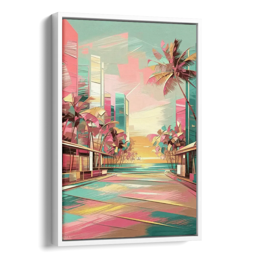 Miami Beach Vibes Side - White Canvas Wall Art