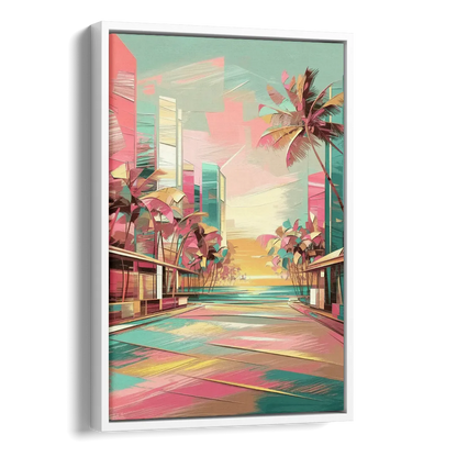 Miami Beach Vibes Side - White Canvas Wall Art
