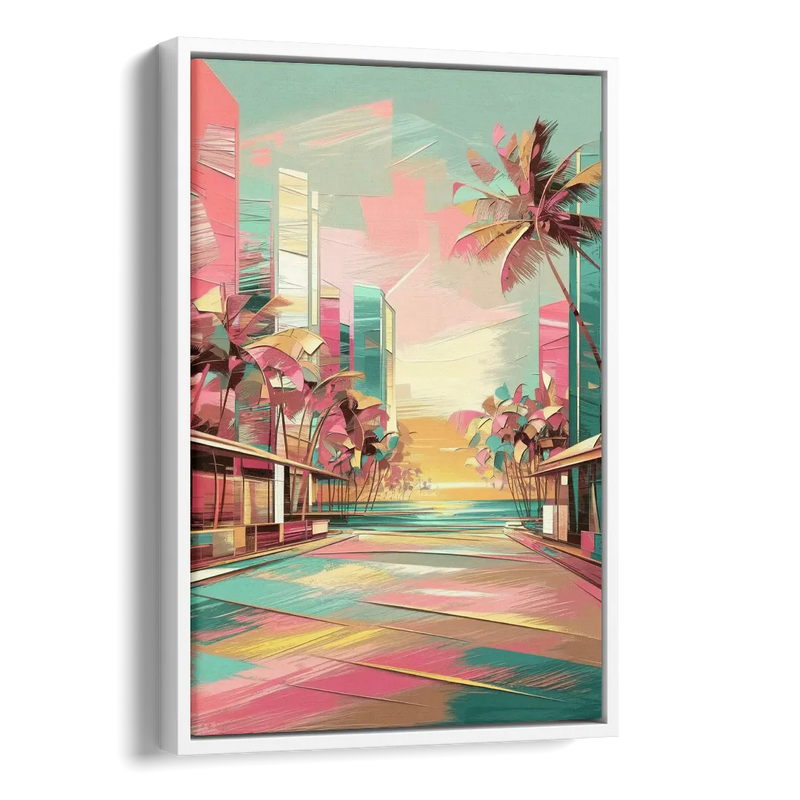 Miami Beach Vibes Side - White Canvas Wall Art