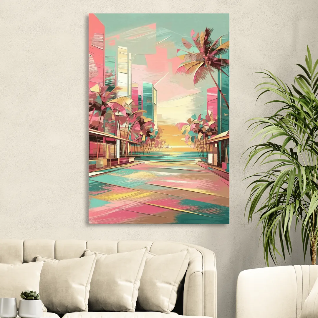 Miami Beach Vibes Sitting Room - Canvas Wall Art