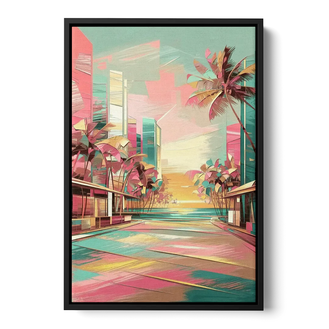 Miami Beach Vibes Front - Black Canvas Wall Art