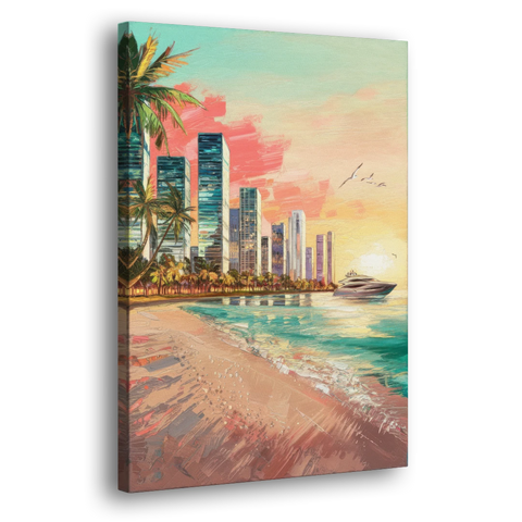 Miami Beachfront Horizon - Canvas Wall Art - Side
