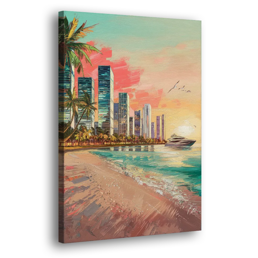 Miami Beachfront Horizon Side - Canvas Wall Art