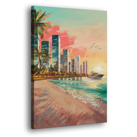 Miami Beachfront Horizon - Canvas Wall Art