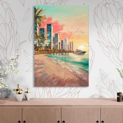 Miami Beachfront Horizon Sitting Room - Canvas Wall Art