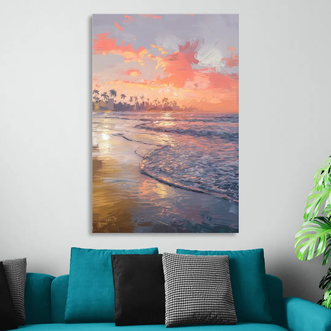 Miami Coastal Horizon Living Room - Canvas Wall Art