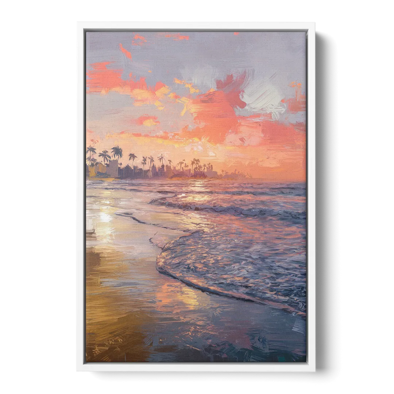Miami Coastal Horizon Front - White Canvas Wall Art