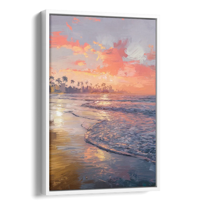 Miami Coastal Horizon Side - White Canvas Wall Art