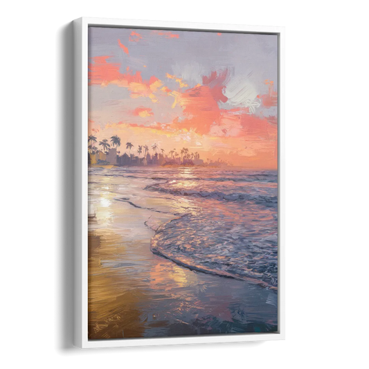 Miami Coastal Horizon Side - White Canvas Wall Art
