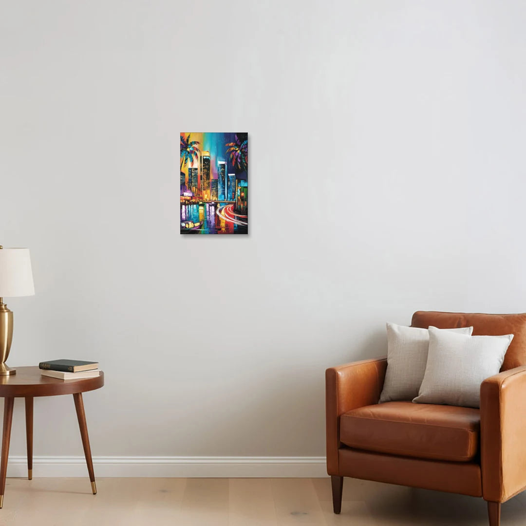 Miami Downtown Energy - Canvas Wall Art - Sofa - 12x18