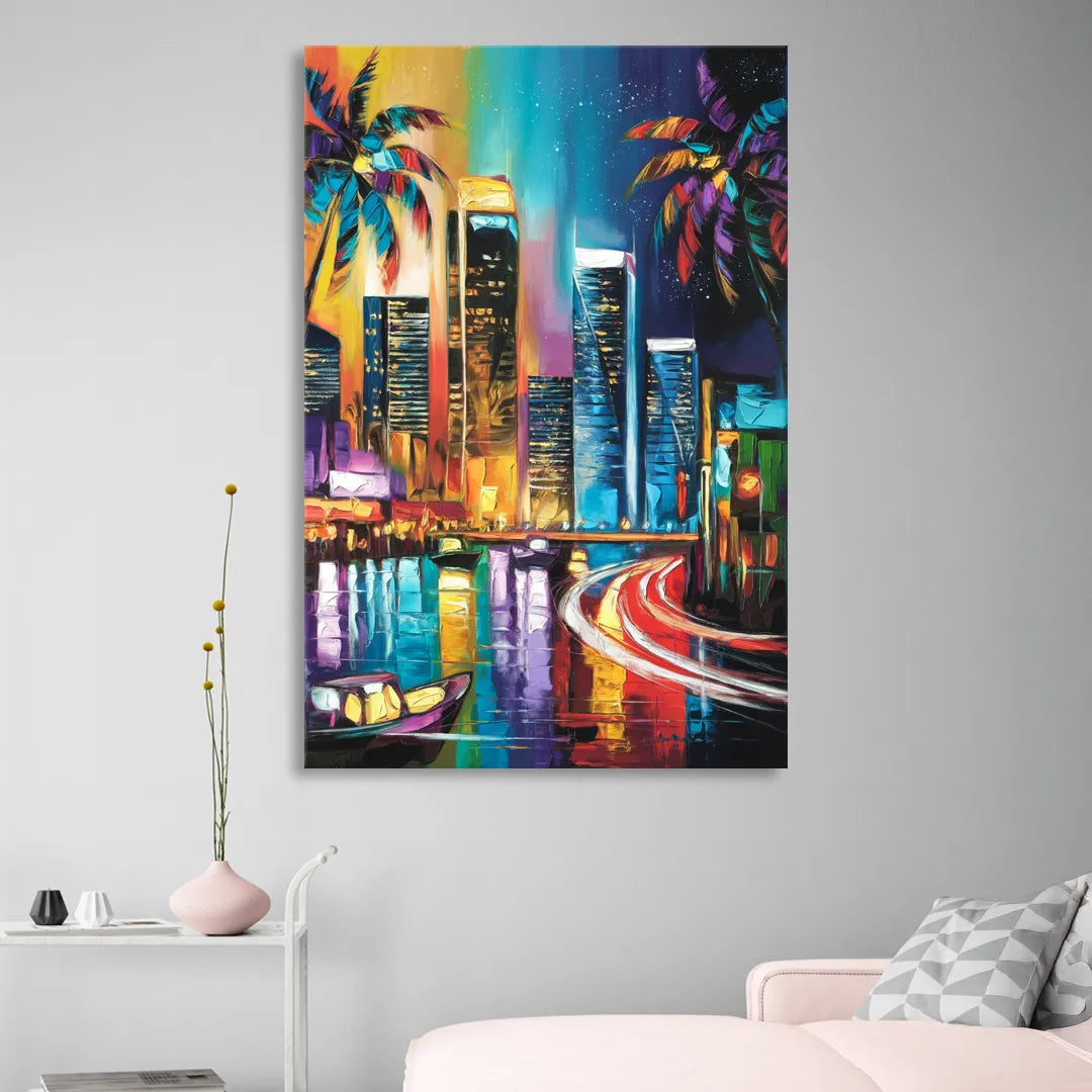 Miami Downtown Energy Living Room - Canvas Wall Art