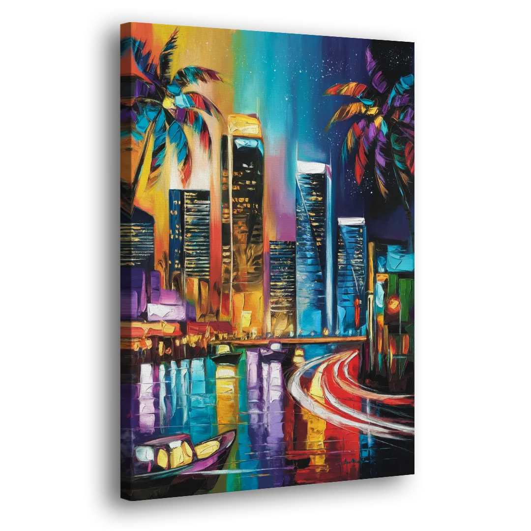 Miami Downtown Energy Side - Canvas Wall Art