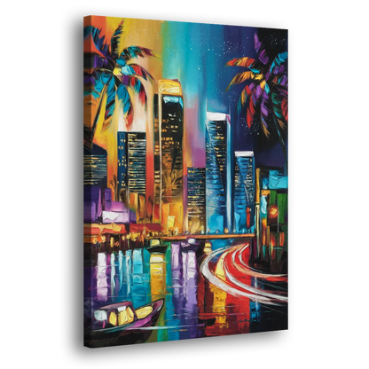 Miami Downtown Energy Side - Canvas Wall Art