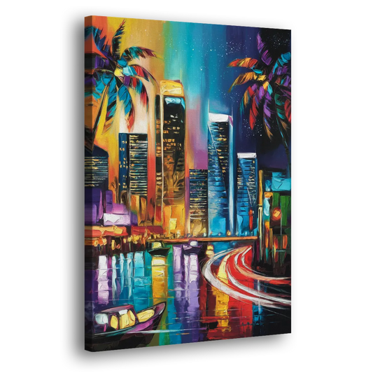Miami Downtown Energy Side - Canvas Wall Art