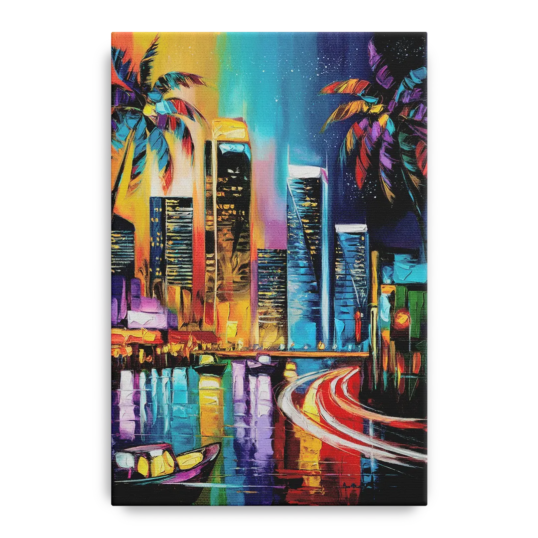 Miami Downtown Energy Front - Canvas Wall Art