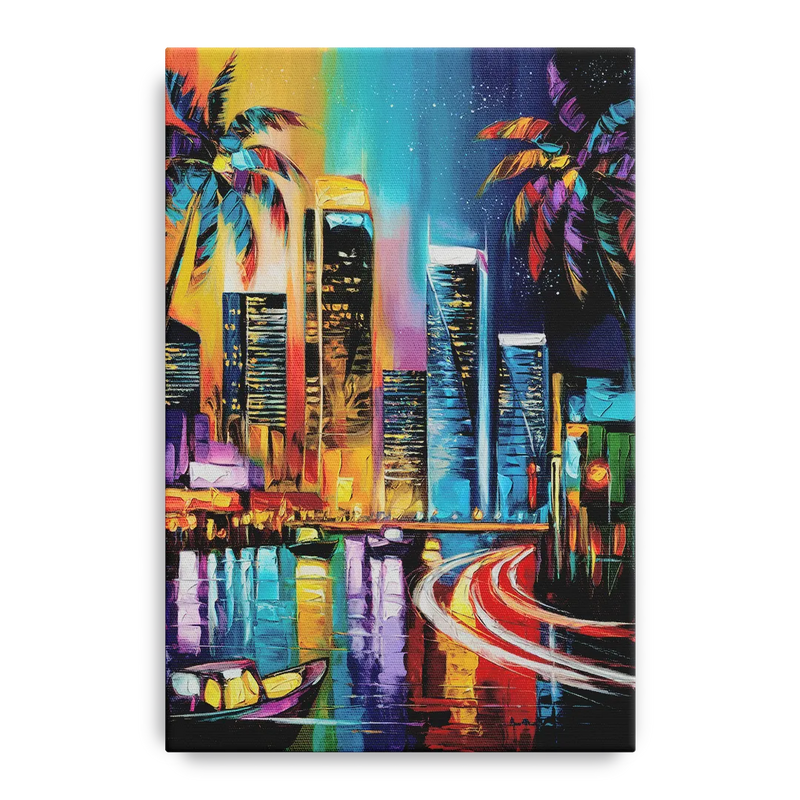 Miami Downtown Energy Front - Canvas Wall Art