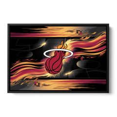 Miami Heat Basketball - Black Framed Canvas Wall Art - Front