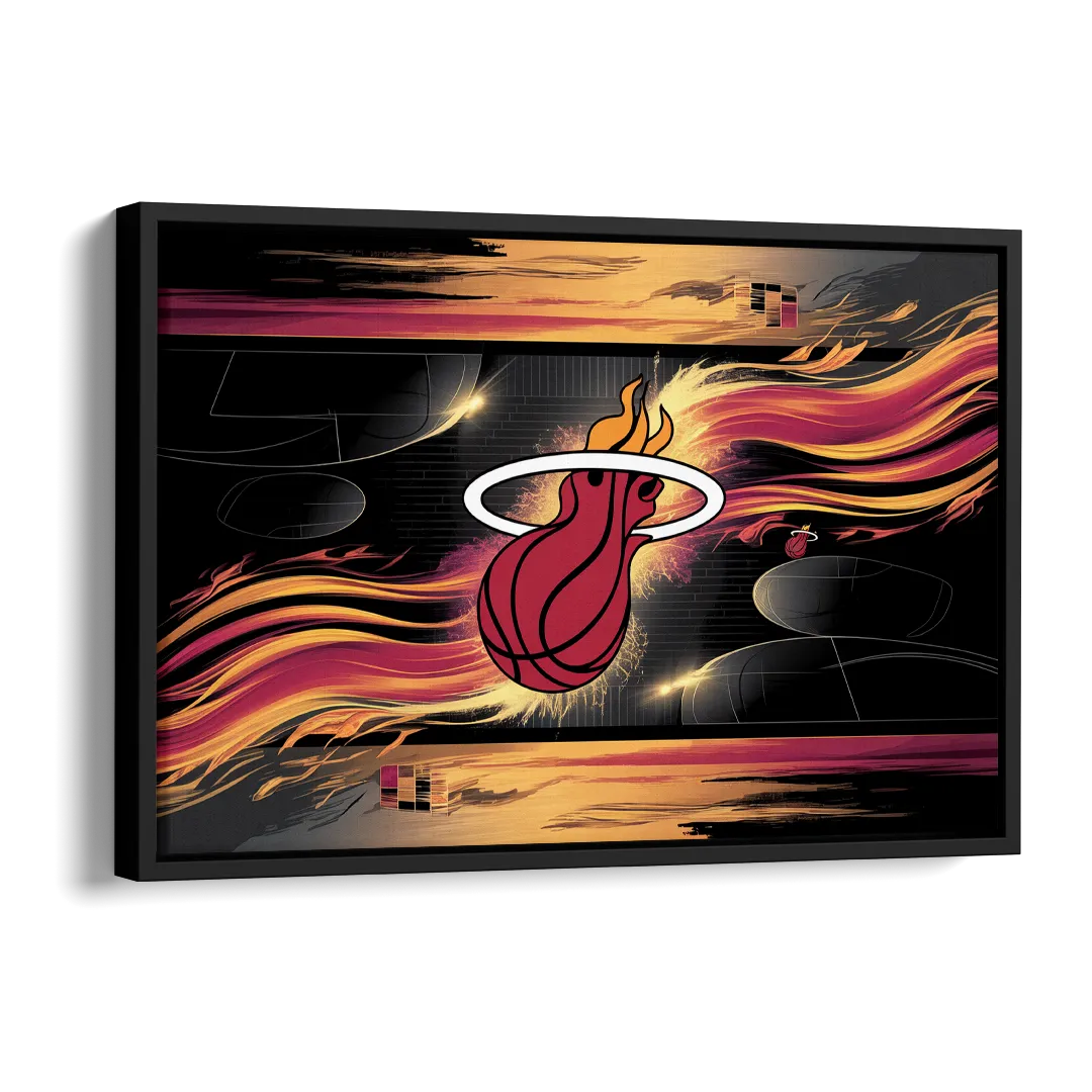 Miami Heat Basketball Side - Black Canvas Wall Art