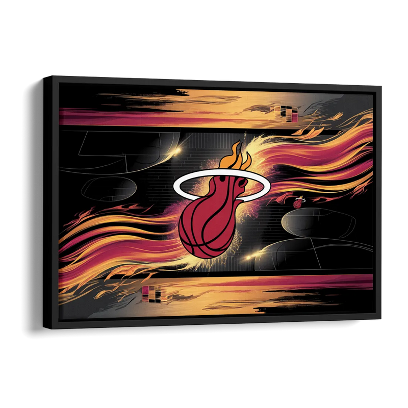 Miami Heat Basketball Side - Black Canvas Wall Art