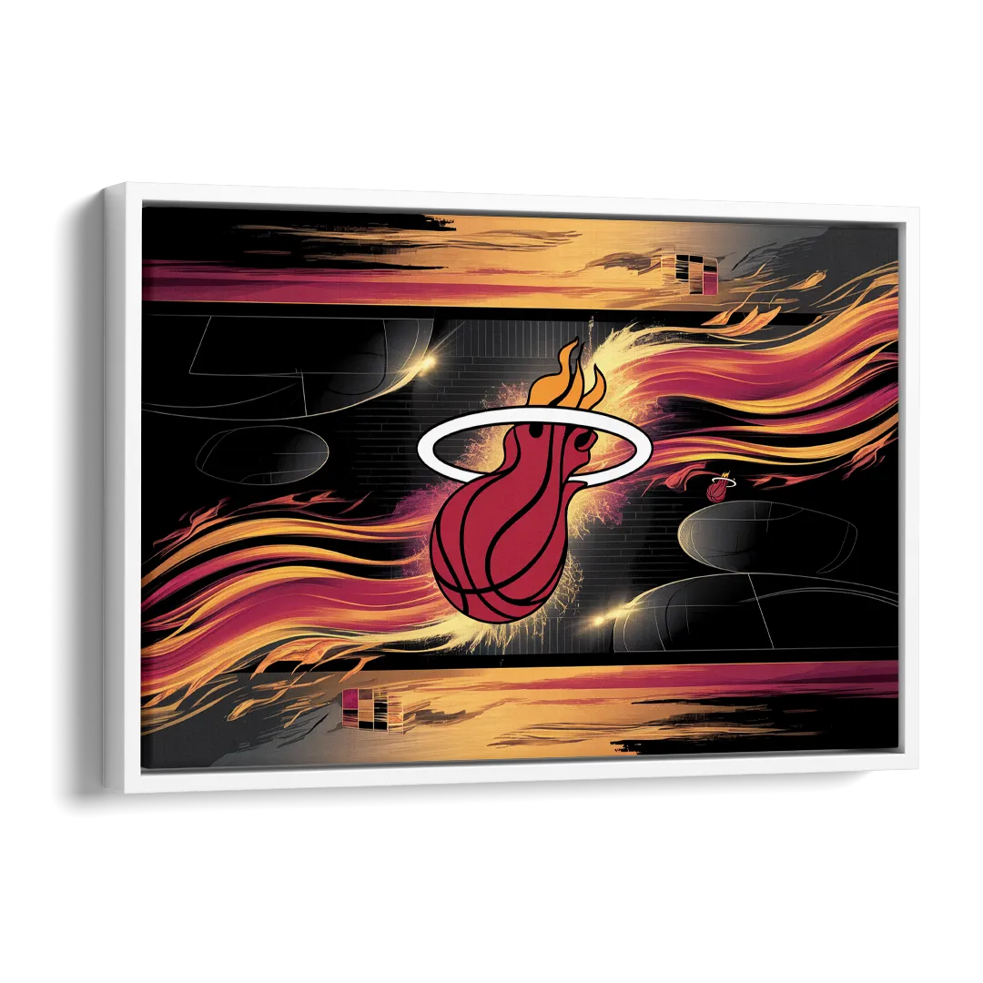 Miami Heat Basketball Side - White Canvas Wall Art