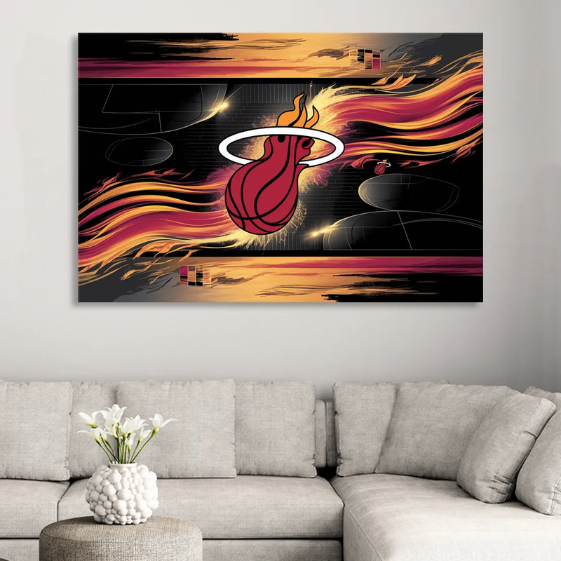 Miami Heat Basketball Sitting Room - Canvas Wall Art