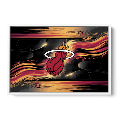 Miami Heat Basketball Front - White Canvas Wall Art
