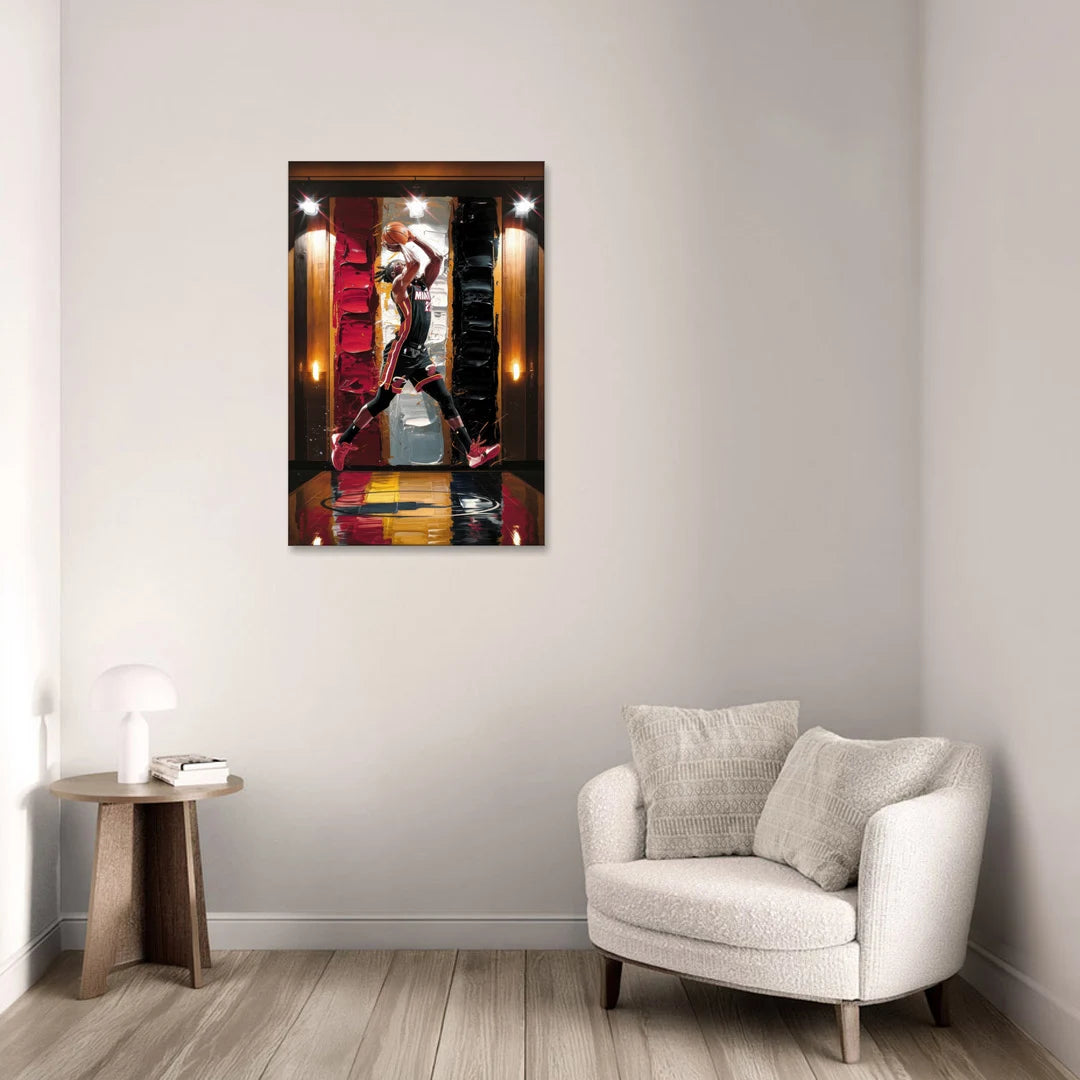 Miami Heat Court Action - Canvas Wall Art - Sofa - 24x36