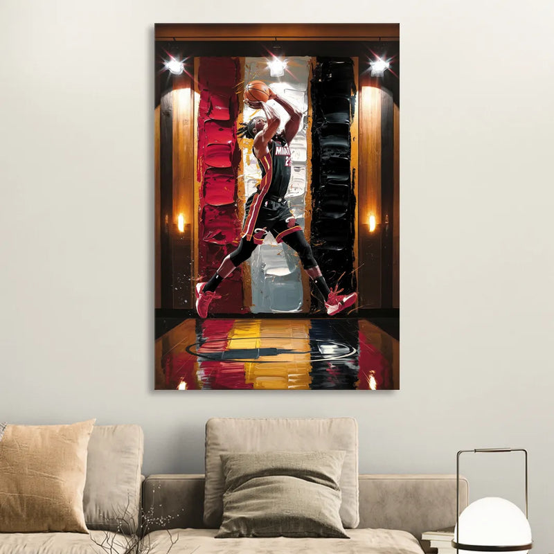 Miami Heat Court Action Living Room - Canvas Wall Art