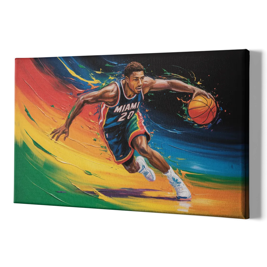 Miami Heat Energetic Basketball Impressionism Art - Canvas Print Art Sides