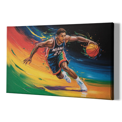 Miami Heat Energetic Basketball Impressionism Art - Canvas Print Art Sides