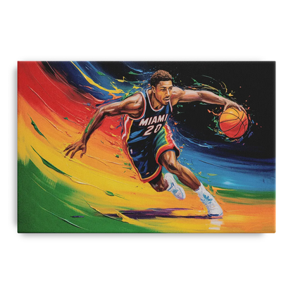 Miami Heat Energetic Basketball Impressionism Art Front - Canvas Wall Art