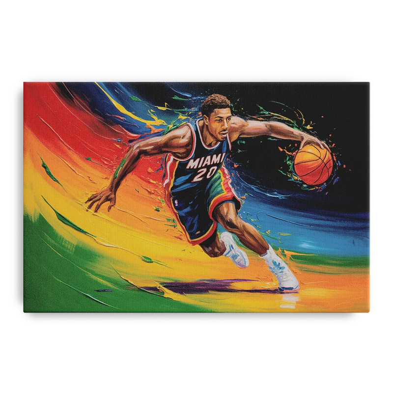 Miami Heat Energetic Basketball Impressionism Art Front - Canvas Wall Art