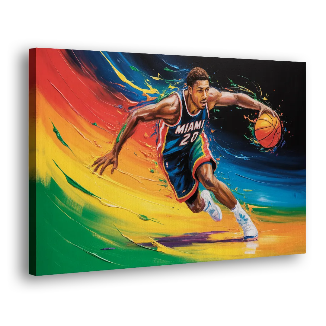 Miami Heat Energetic Basketball Impressionism Art Side - Canvas Wall Art