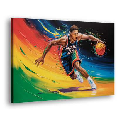 Miami Heat Energetic Basketball Impressionism Art Side - Canvas Wall Art