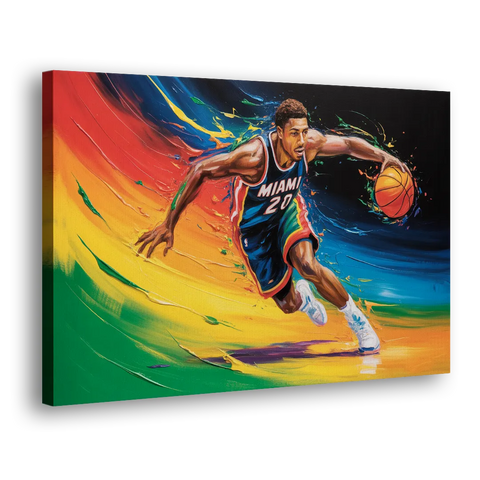 Miami Heat Energetic Basketball Impressionism Art - Canvas Wall Art