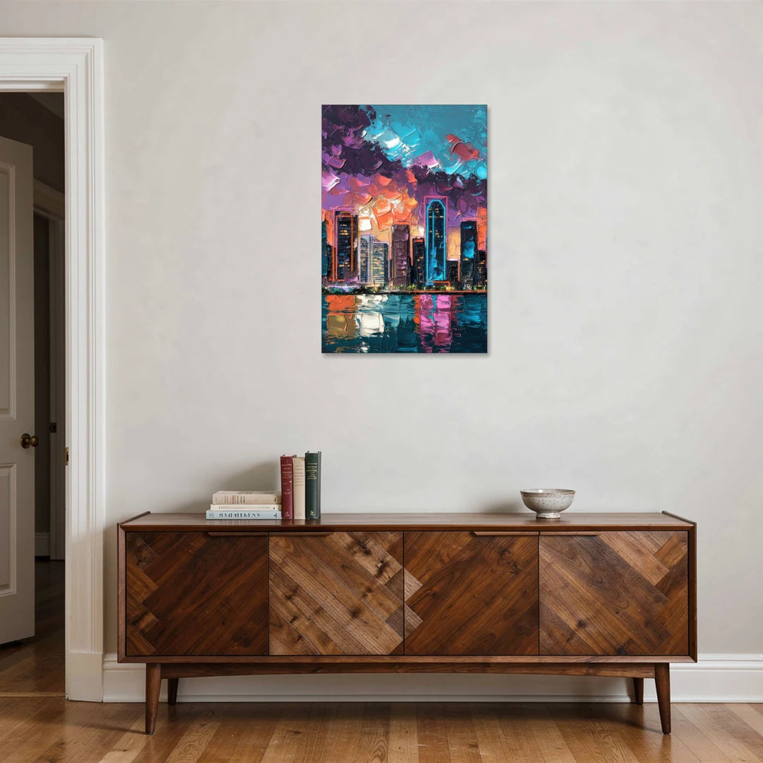 Miami Iconic Skyline - Canvas Wall Art - Coffee Table - 24x36