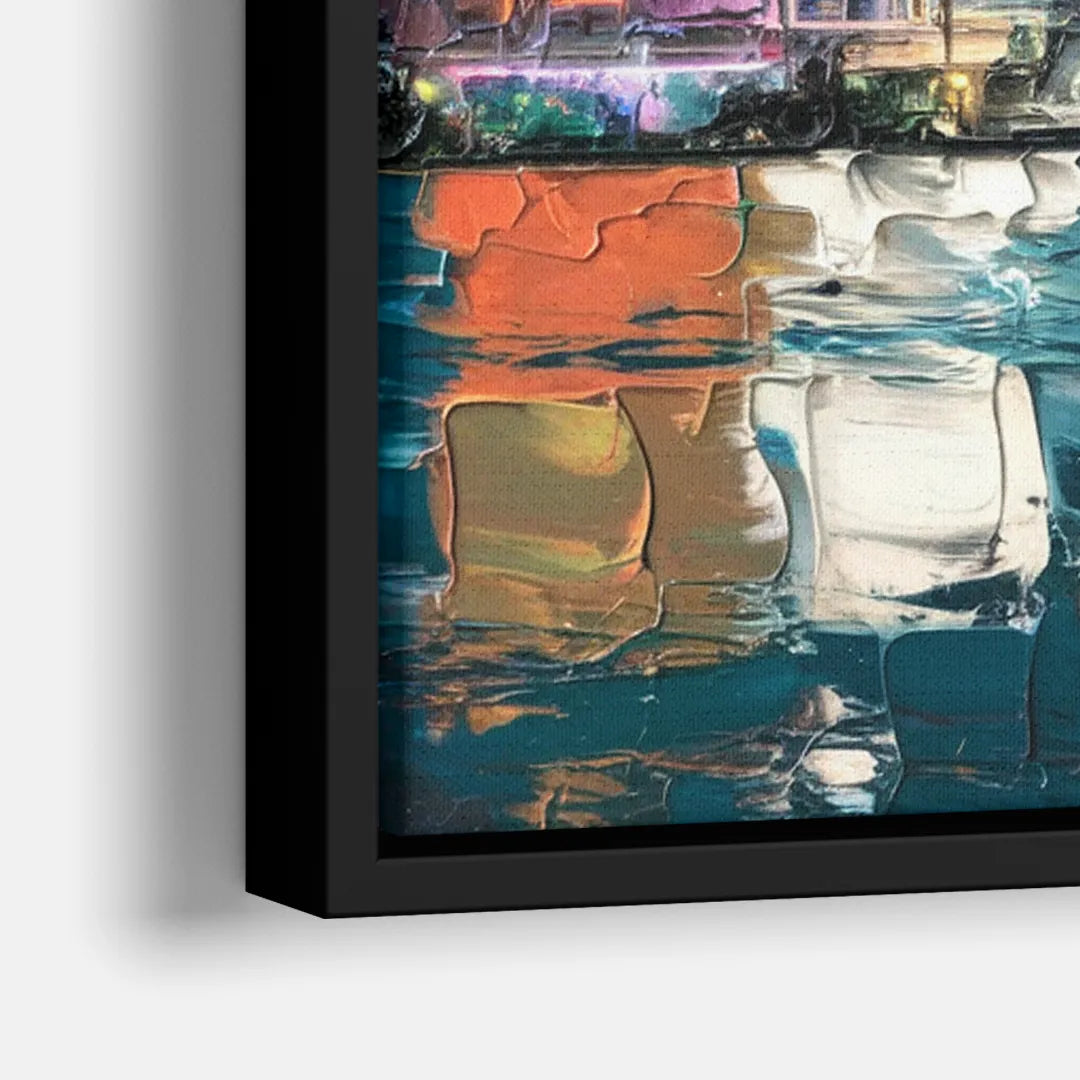 Miami Iconic Skyline - Close-Up Black Frame Canvas