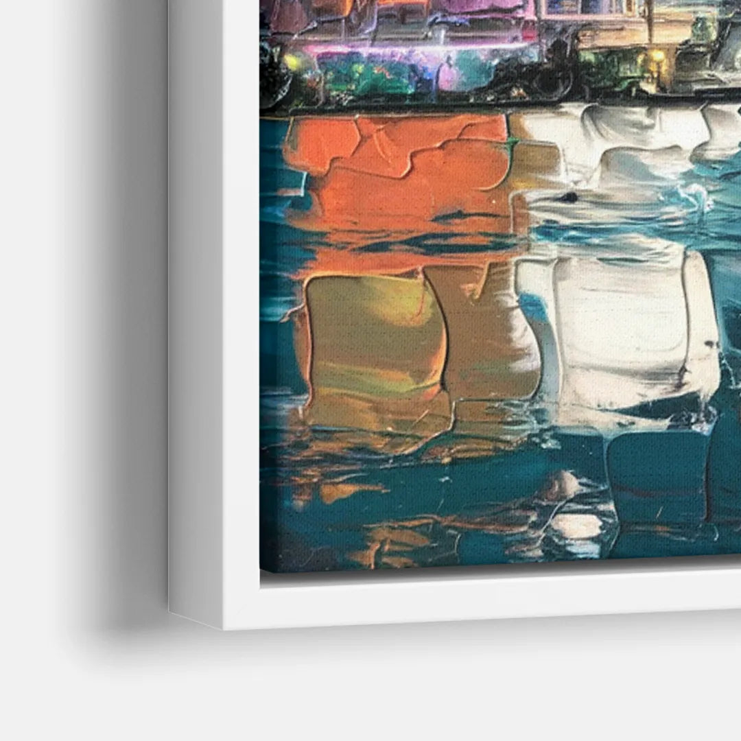 Miami Iconic Skyline - Close-Up White Frame Canvas