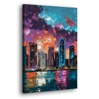 Miami Iconic Skyline Side - Canvas Wall Art