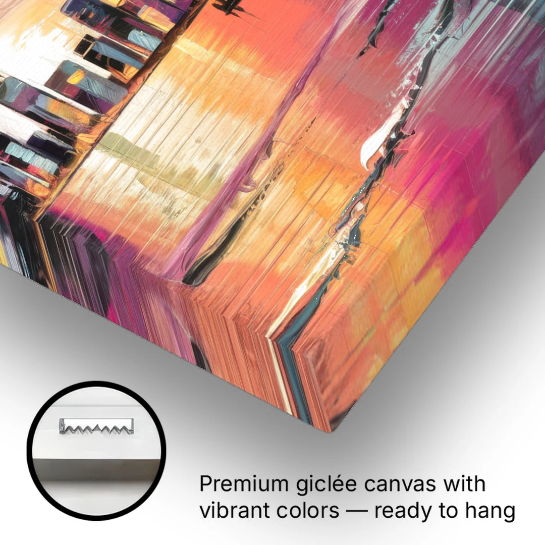 Miami Palm Trees and Sunset - Canvas Wall Art - Gallery Wrap Corner
