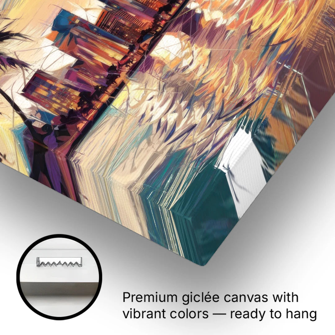 Miami Skyline At Sunset - Canvas Wall Art - Gallery Wrap Corner