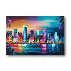 Miami Skyline Reflection - Canvas Wall Art - Front