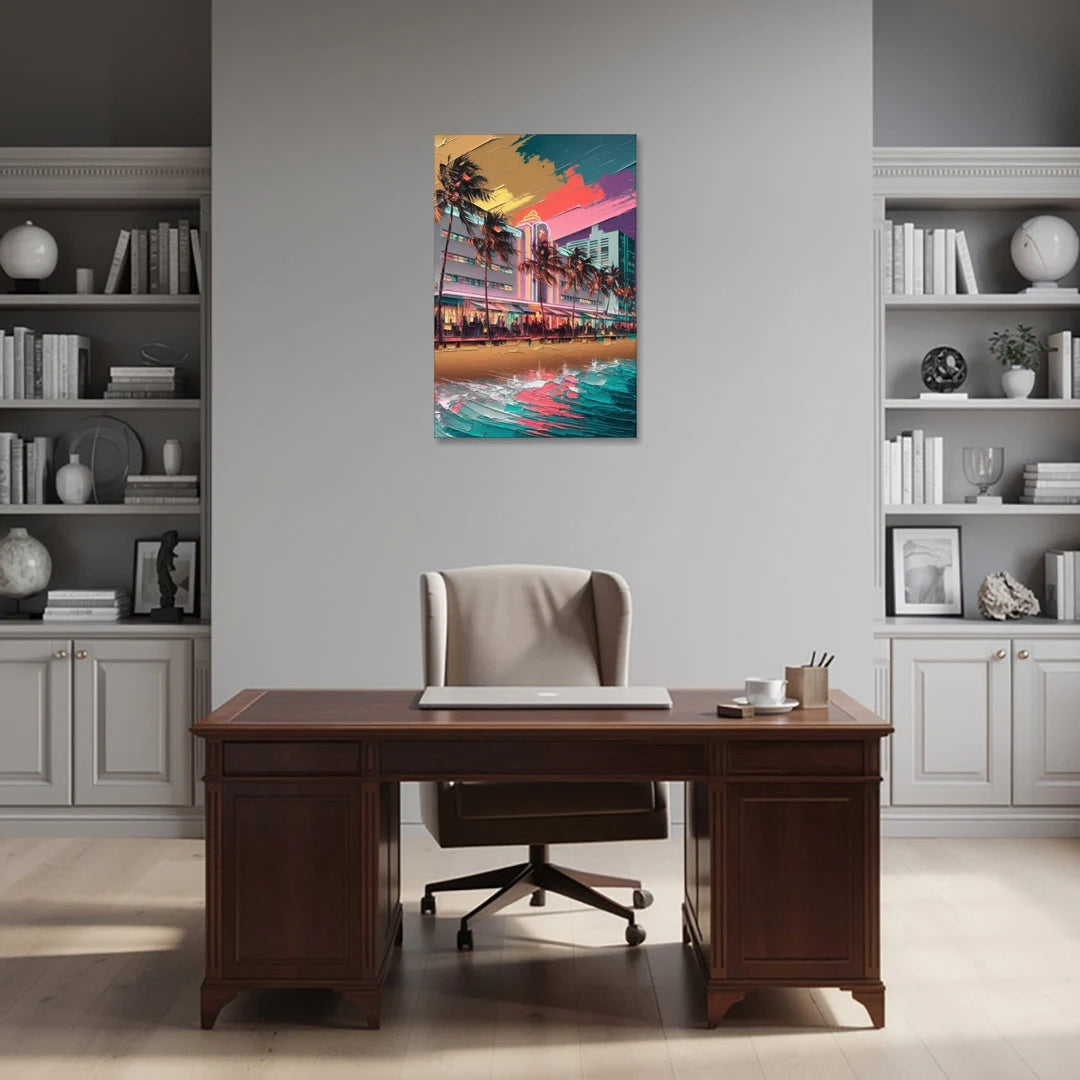 Miami South Beach Charm - Canvas Wall Art - Office - 24x36